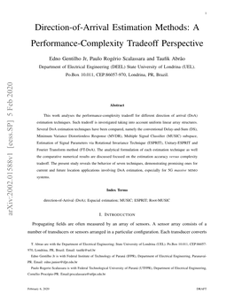 Direction-Of-Arrival Estimation Methods: a Performance-Complexity Tradeoff Perspective