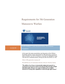 Rquirements for 5Th Gen Manoeuver Warfare