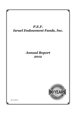 P.E.F. Israel Endowment Funds, Inc. Annual Report 2012