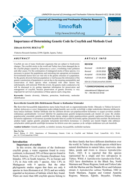 Importance of Determining Genetic Code in Crayfish and Methods Used