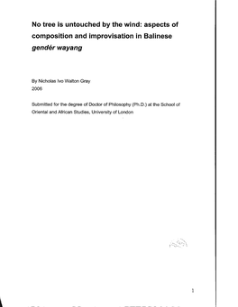 Aspects of Composition and Improvisation in Balinese Gender Wayang