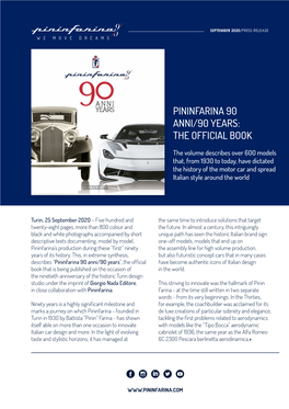 Pininfarina 90 Anni/90 Years: the Official Book