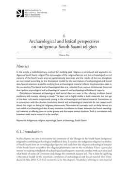 6 Archaeological and Lexical Perspectives on Indigenous South Saami Religion