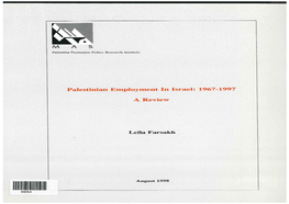 Palestinian Employment in Israel: 1967-1997