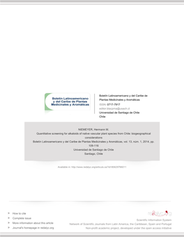 Redalyc.Quantitative Screening for Alkaloids of Native Vascular Plant