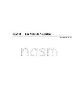 NASM — the Netwide Assembler Version 0.98.38