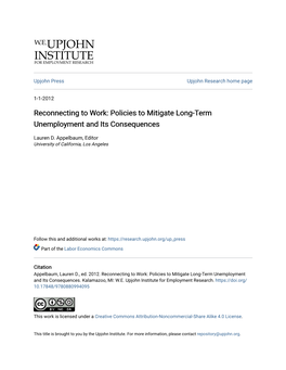 Policies to Mitigate Long-Term Unemployment and Its Consequences