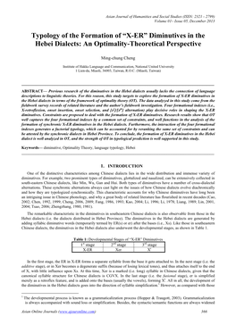 “X-ER” Diminutives in the Hebei Dialects: an Optimality-Theoretical Perspective