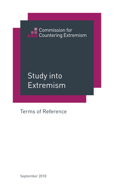 Study Into Extremism – Terms of Reference