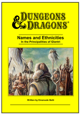 Names and Ethnicities in the Principalities of Glantri