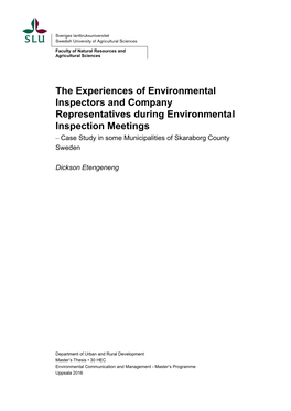The Experiences of Environmental Inspectors and Company