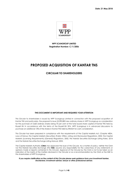 Proposed Acquisition of Kantar Tns