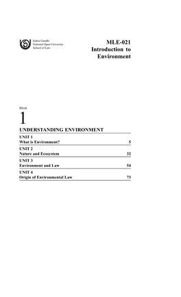 Mle-021 Introduction to Environment