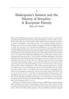 Shakespeare's Sonnets and the History of Sexuality: a Reception