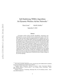 Self-Stabilizing TDMA Algorithms for Dynamic Wireless Ad-Hoc Networks ∗