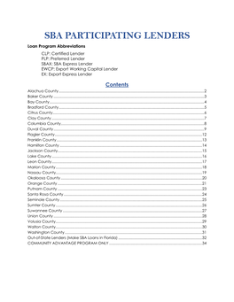 Sba Participating Lenders