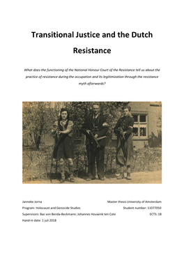 Transitional Justice and the Dutch Resistance