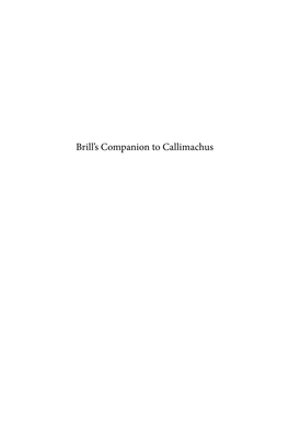 Brill's Companion to Callimachus