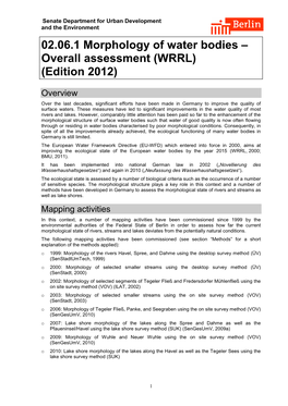 02.06.1 Morphology of Water Bodies – Overall Assessment (WRRL) (Edition 2012)