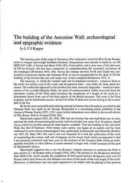 The Building of the Antonine Wall: Archaeological and Epigraphic Evidence