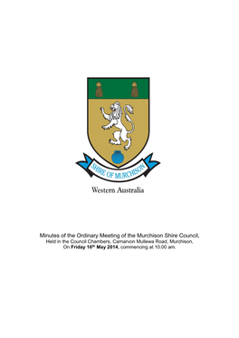 Minutes of the Ordinary Meeting of the Murchison Shire Council