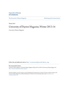 University of Dayton Magazine, Winter 2013-14 University of Dayton Magazine