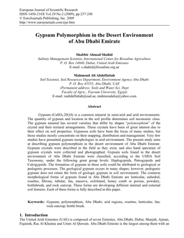 Gypsum Polymorphism in the Desert Environment of Abu Dhabi Emirate