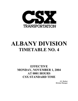 Albany Division Timetable No