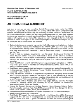 AS ROMA V REAL MADRID CF