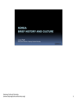 Korea: Brief History and Culture