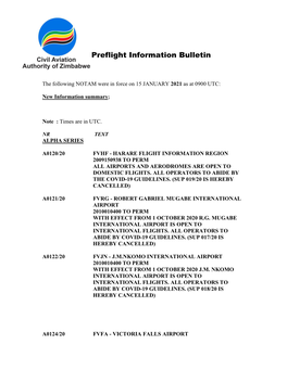 Preflight Information Bulletin