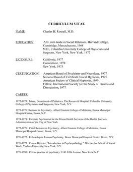 View Dr. Rousell's Curriculum Vitae