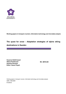 The Quest for Snow - Adaptation Strategies of Alpine Skiing Destinations in Sweden