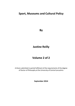 Sport, Museums and Cultural Policy by Justine Reilly Volume 2 of 2