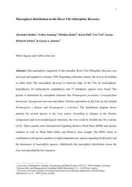 Macrophyte Distribution in the River Vils (Oberpfalz, Bavaria)