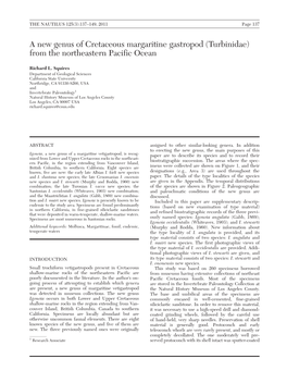 A New Genus of Cretaceous Margaritine Gastropod (Turbinidae) from the Northeastern Pacific Ocean