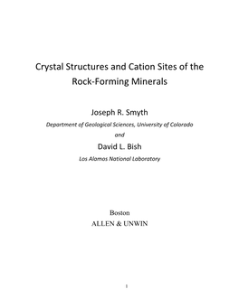 Crystal Structures and Cation Sites of the Rock-Forming Minerals