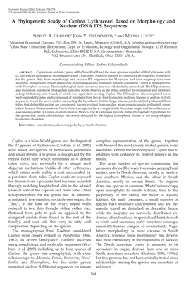 A Phylogenetic Study of Cuphea (Lythraceae) Based on Morphology and Nuclear Rdna ITS Sequences