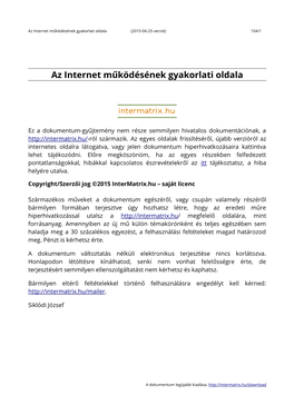 Az Internet Működésének Gyakorlati Oldala (2015-06-25 Verzió) 104/1