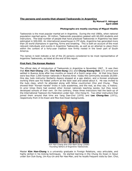 The Persons and Events That Shaped Taekwondo in Argentina by Manuel E