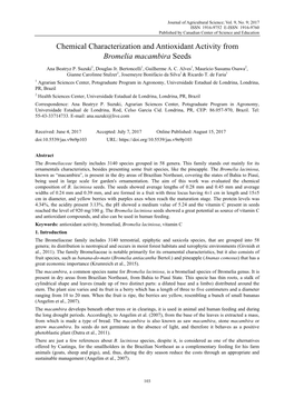 Chemical Characterization and Antioxidant Activity from Bromelia Macambira Seeds