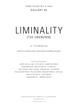 Liminality [The Unknown]