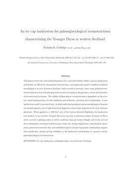 An Ice Cap Landsystem for Palaeoglaciological Reconstructions