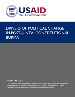 Drivers of Political Change in Post-Junta, Constitutional Burma