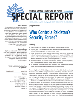 Who Controls Pakistan's Security Forces?