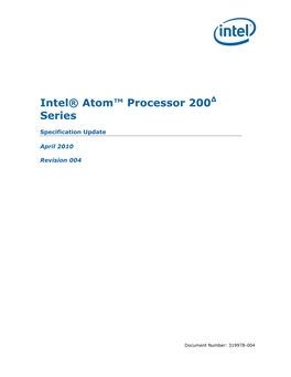 Intel® Atom™ Processor 200 Series Specification Update