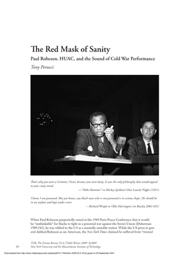 The Red Mask of Sanity Paul Robeson, HUAC, and the Sound of Cold War Performance Tony Perucci