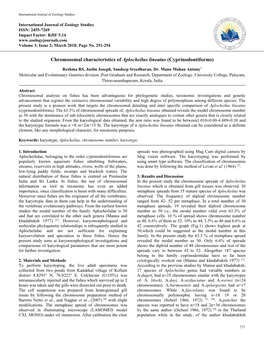 Chromosomal Characteristics of Aplocheilus Lineatus (Cyprinodontiforms)