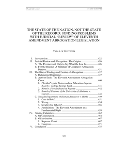 Finding Problems with Judicial “Review” of Eleventh Amendment Abrogation Legislation