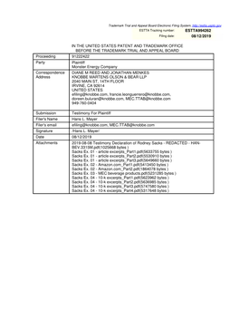 Estta994262 08/12/2019 in the United States Patent And